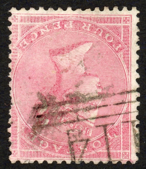 SG66wi 1855-57 4d carmine wmk INVERTED