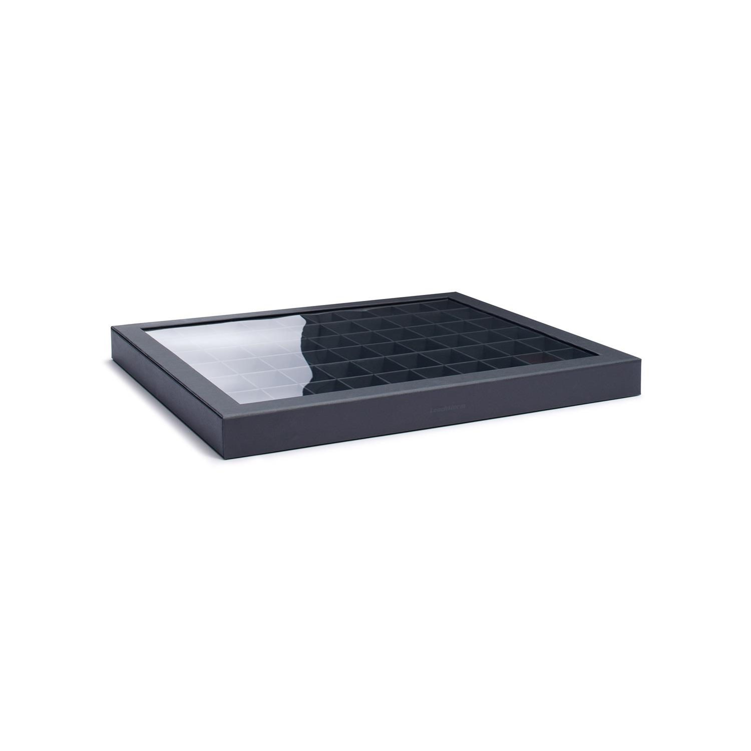 Showcase collector's box with 60 compartments, black